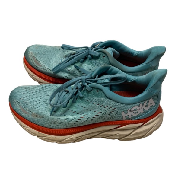 Hoka One One Clifton Teal Blue Running Shoes Sneakers - Picture 2 of 3